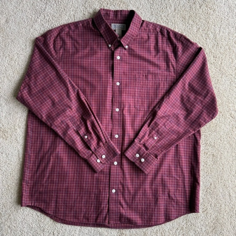 Duluth Trading Co Button Down Shirt XL Red Plaid Cotton Long Sleeve Men’s